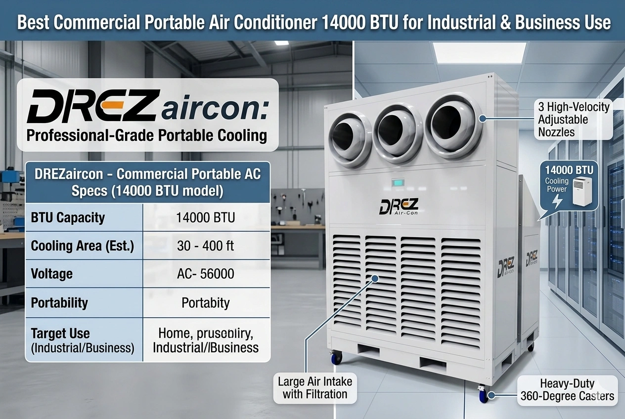 适用于工业和商业使用的商用便携式 14000 BTU 空调